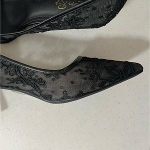 Black lace heels worn once to formal wedding